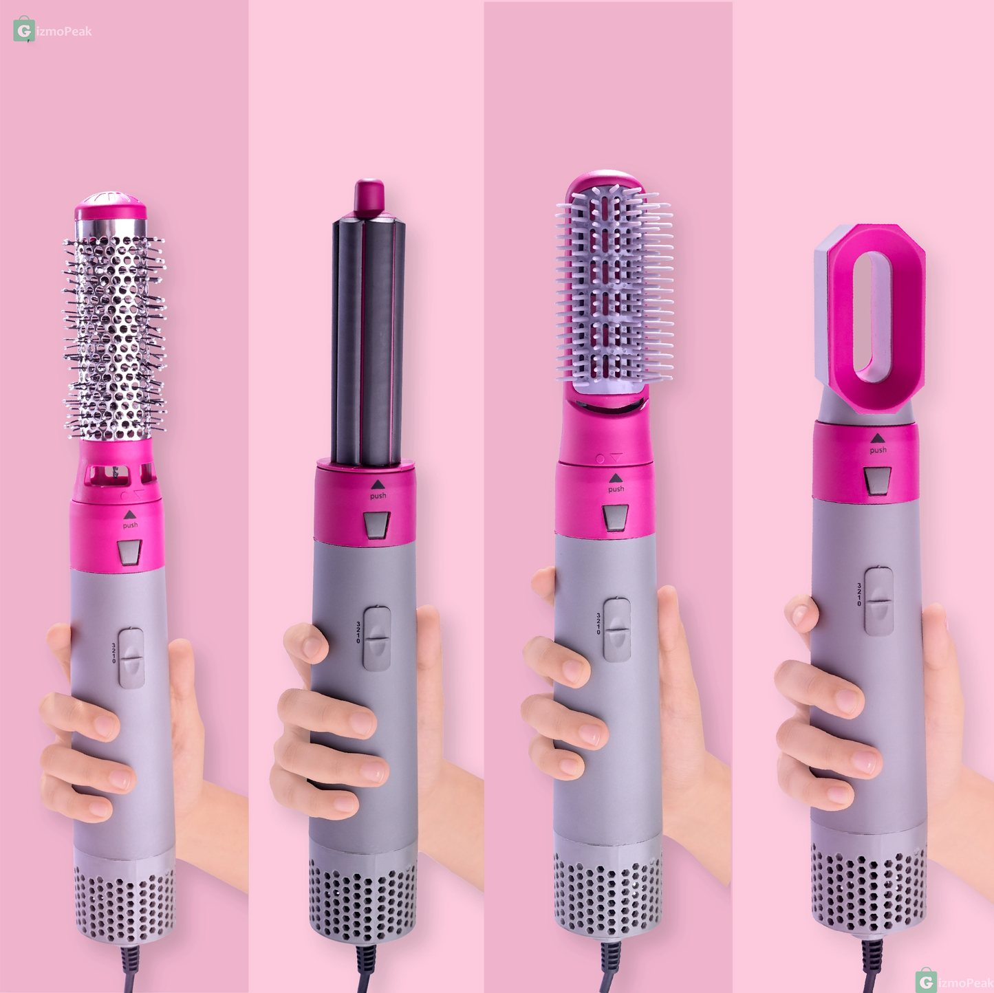 5-in-1 Hair-Styler Set Manual Curl, Straighten, Wave, and Volumizer