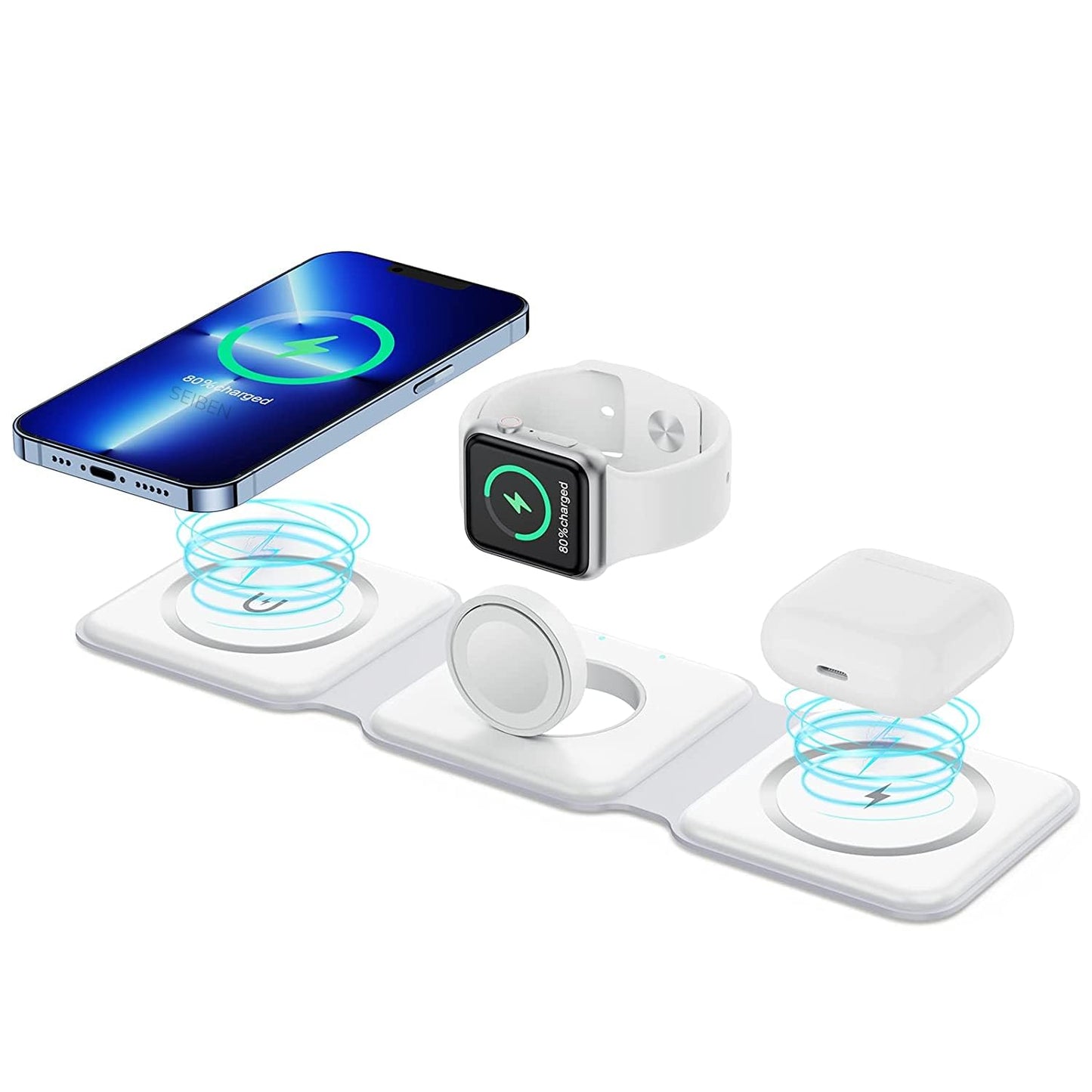 3 in 1 Foldable MagSafe Wireless Charger for iPhone, AirPods and Apple Watch