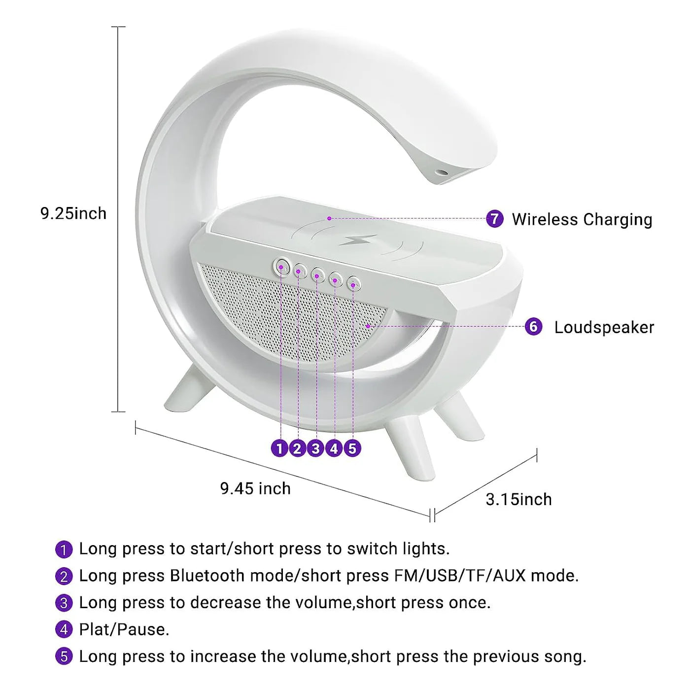 G Lamp with Bluetooth Speaker & Wireless Charger
