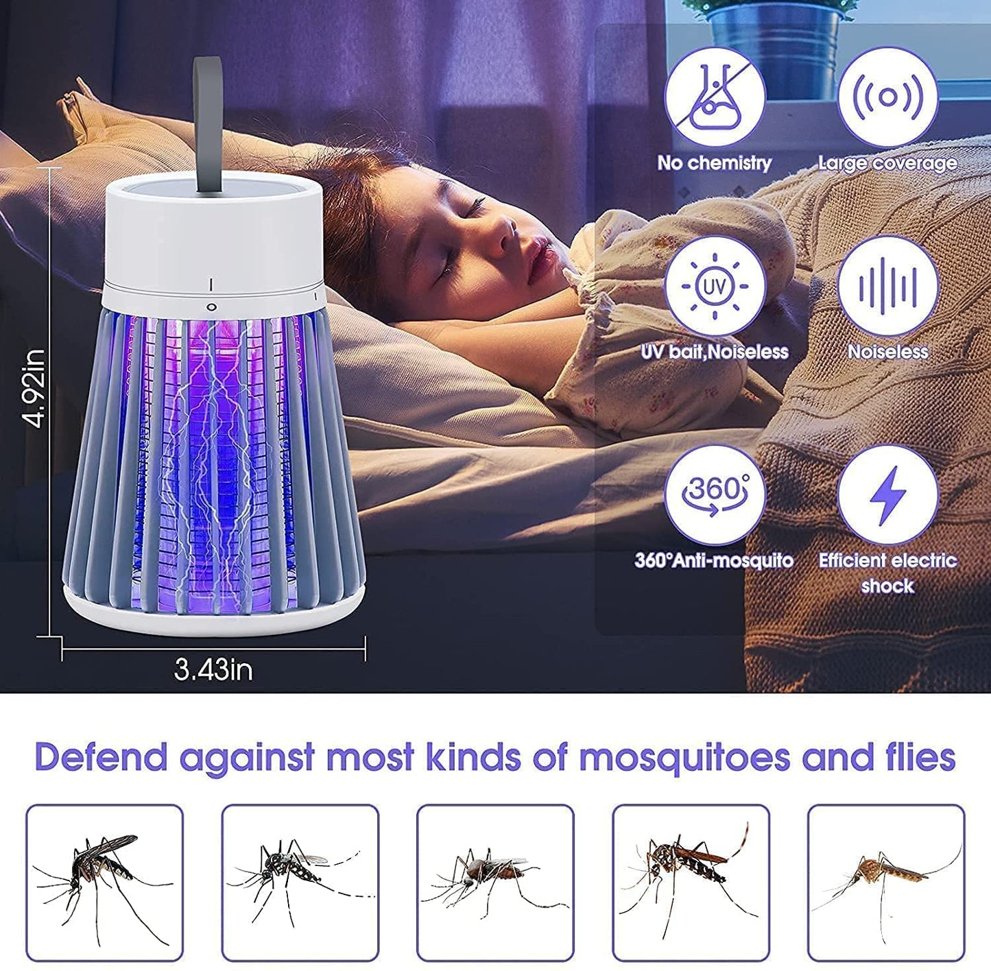 360 Electric UV Mosquito Killer Plug-in Lamp