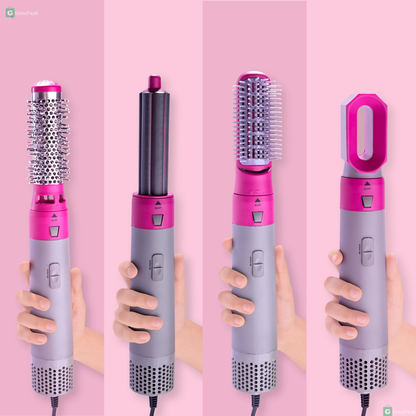 5-in-1 Hair-Styler Set Manual Curl, Straighten, Wave, and Volumizer