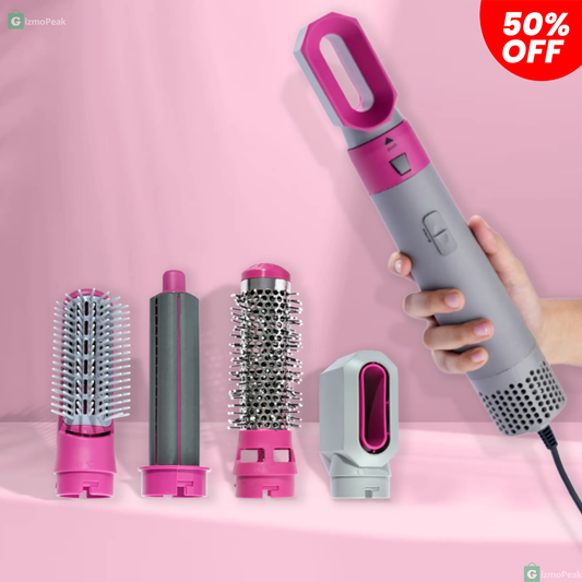 5-in-1 Hair-Styler Set Manual Curl, Straighten, Wave, and Volumizer