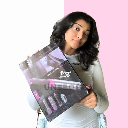 5-in-1 Hair-Styler Set Manual Curl, Straighten, Wave, and Volumizer